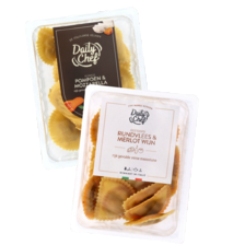 Daily Chef verse pasta pompoen-mozzarella of rundvlees & merlot wijn